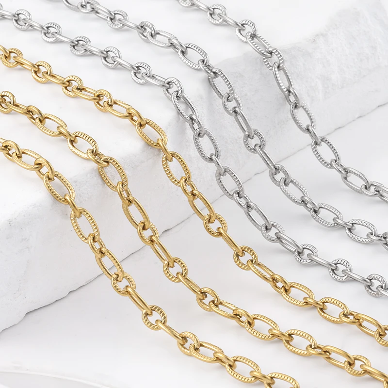 

1Meter Stainless Steel 4mm Hip Hop Punk Link Gold Color Chains DIY Jewelry Materials Handmade Necklaces Bracelets Accessories