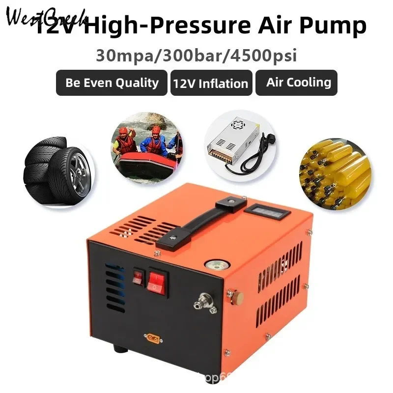 

12V 4500 Psi 300 Bar 30mpa High Pressure Air Compressor Pump with 220V 110V 500w Switching Power Supply