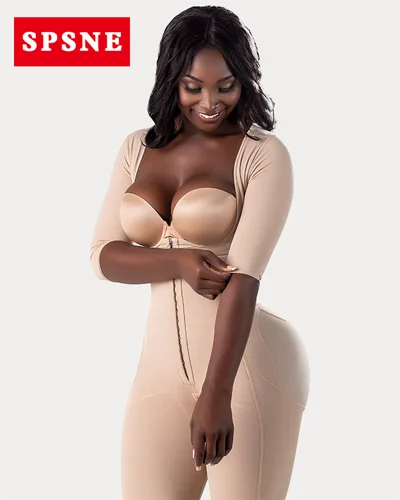 Ropa interior de mujer posquirúrgica Fajas Colombianas |   Con mangas reductoras y moldeadoras faja posparto