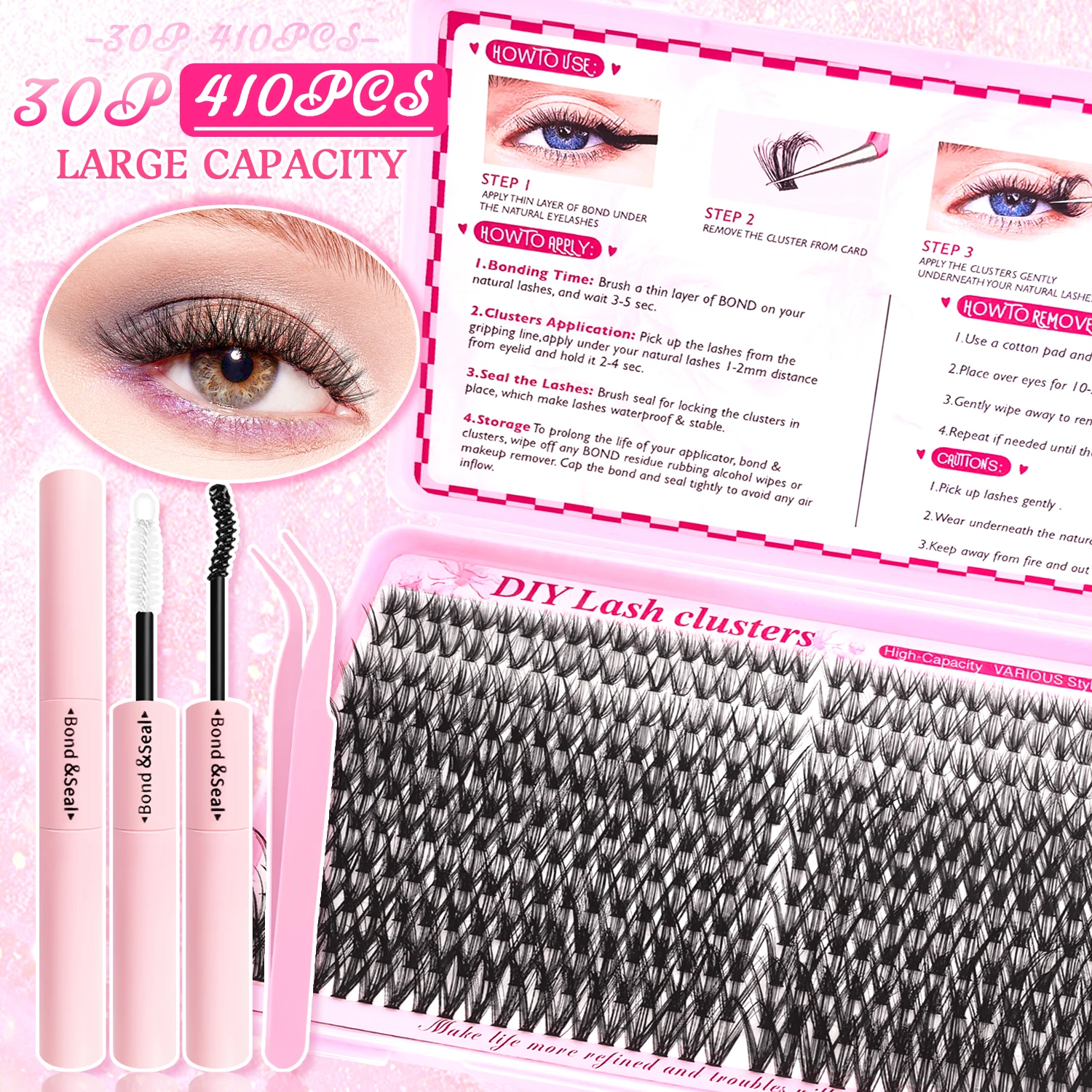 [Natürliche Lockenwimpern] 410 Cluster 30/40P Wimpernverlängerungsset Einzelne falsche Wimpern
