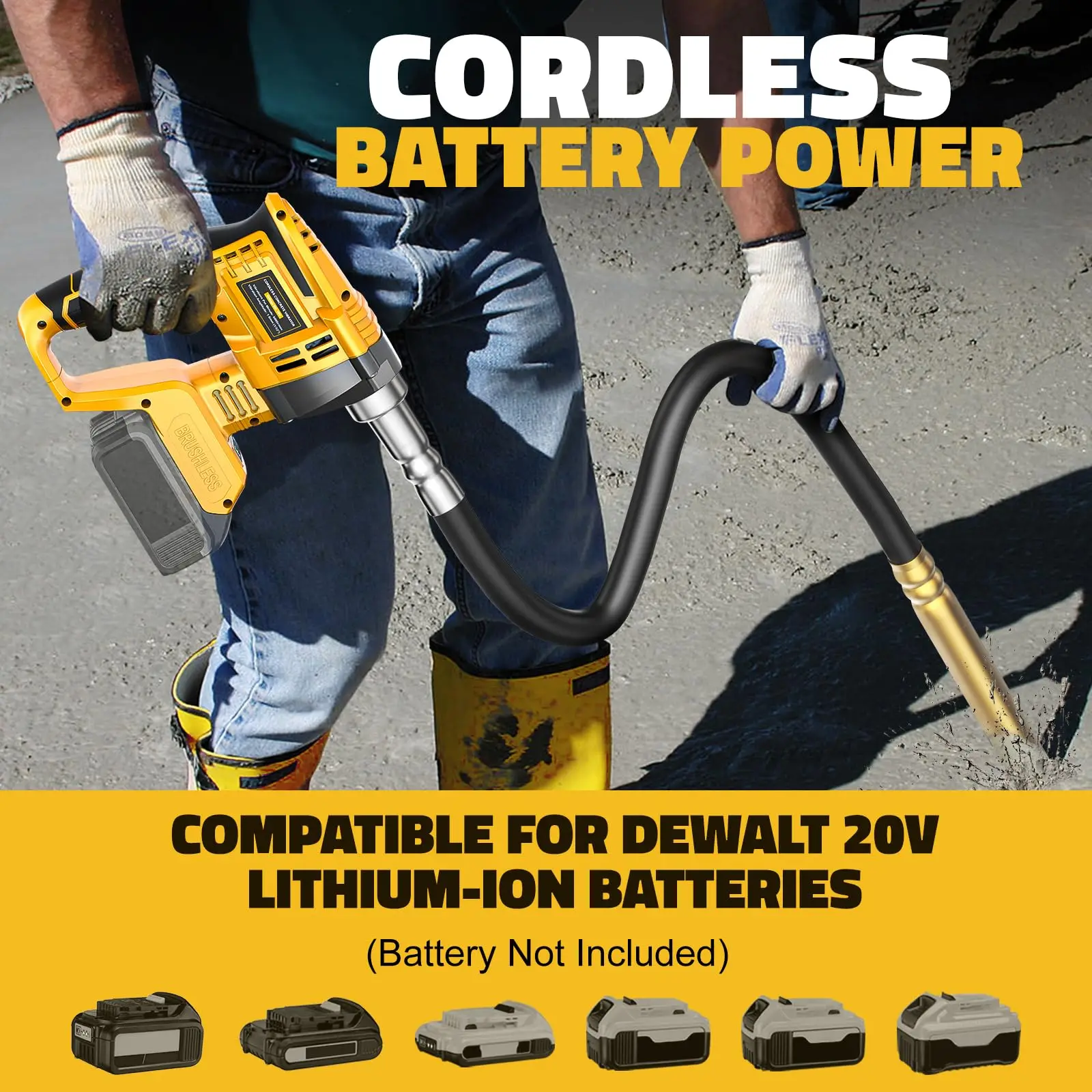 For Dewalt 20v battery Electric Concrete Mixing Tool Brushless Cement Soil Concrete Vibrator High Power Concrete Mixer Vibrator