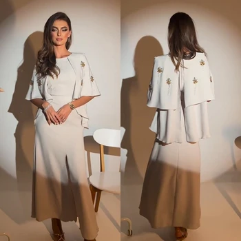 Abiti da cerimonia su misura personalizzati Yipeisha in stile classico moderno da sera formale con o-collo a trapezio con nappe e applicazioni