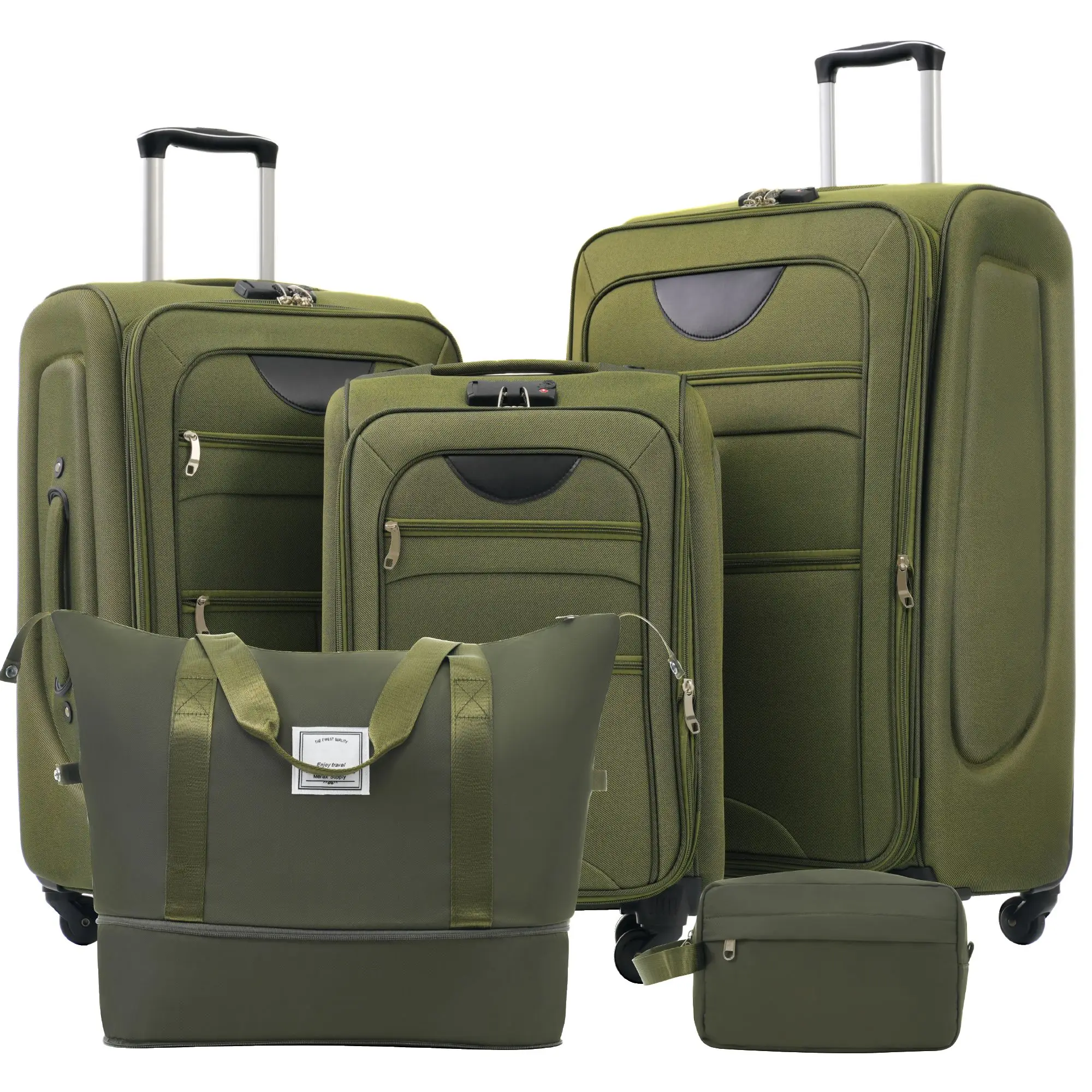 

Softside Luggage Expandable 3 Piece Set Suitcase with Duffel Bag Upright Spinner Softshell Lightweight Luggage Travel Set