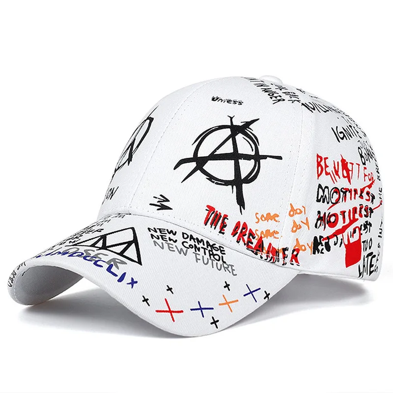 Graffiti duckbill hat, hip-hop sun hat, men's and women's street photography versatile printed baseball cap