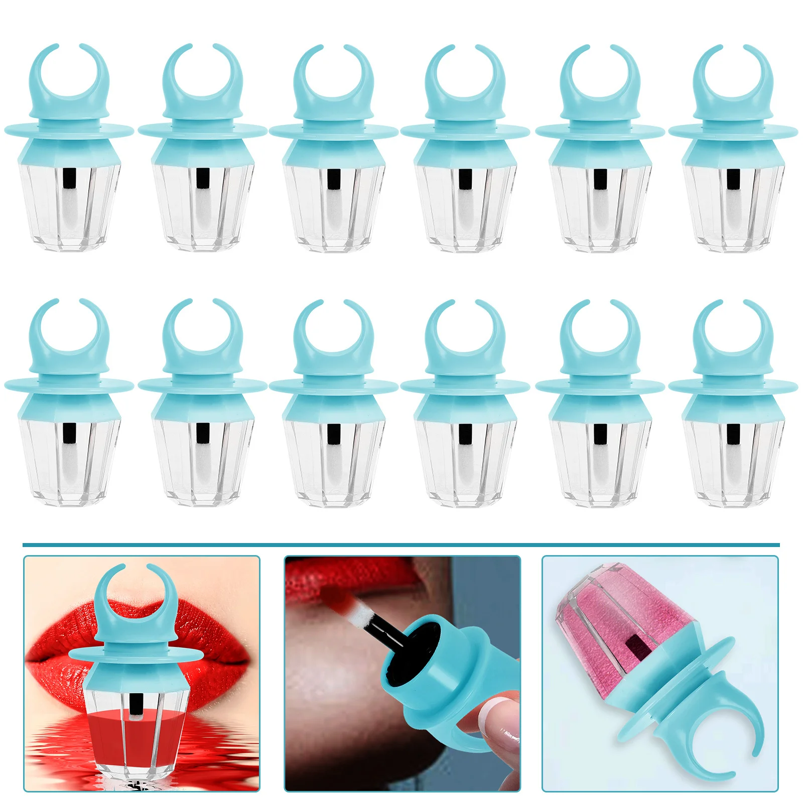 

12pcs Empty Lip Gloss Tubes Reusable Lip Ring Shape Balm Containers For Diy Lipstick Cream Storage Portable Plastic