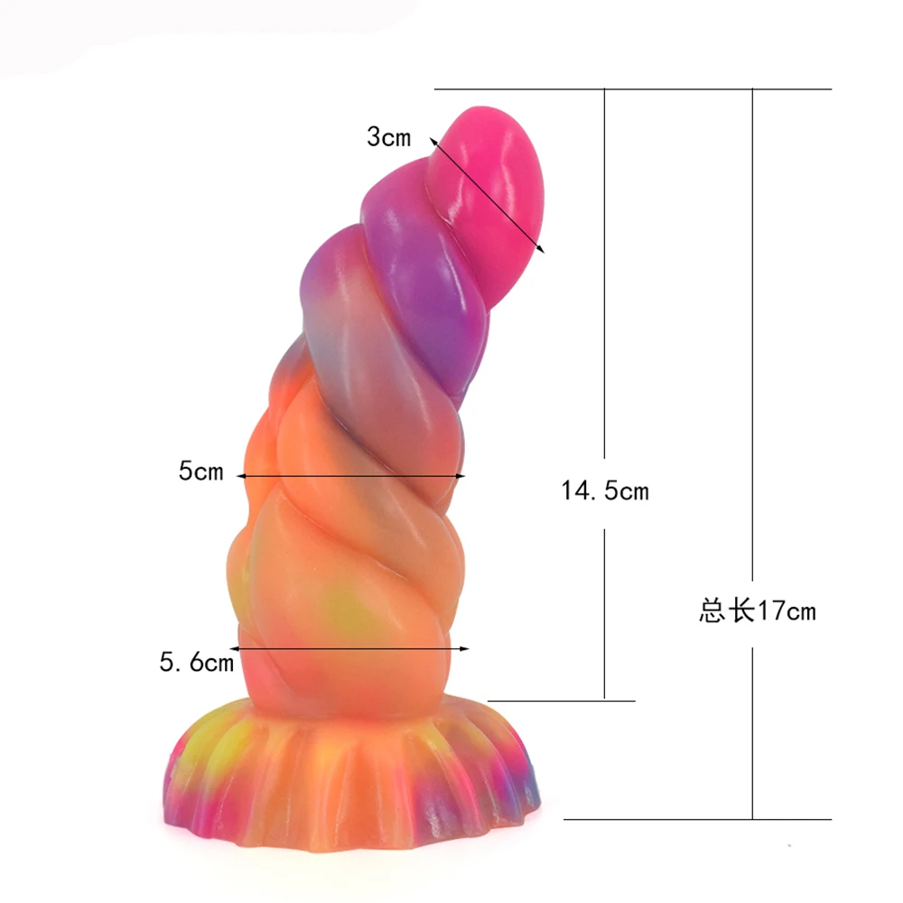 FAAK Glowing In Dark Butt Plug Silicone Curve Anal Beads Sex Toys With Suction Cup Luminous Dildo G-spot Stimulate Masturbator - view 3