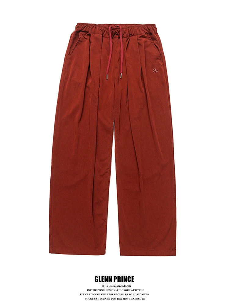 

GPstudio High Street Embroidered Dstring Workwear Casual Pants Men Spring Trendy Loose Straight Leg Wide Leg Trousers