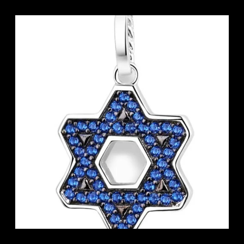 حار بيع نمط s925 الأزياء محب بسيط الرجال قلادة الكلاسيكية الأزرق السداسية العلامة #5