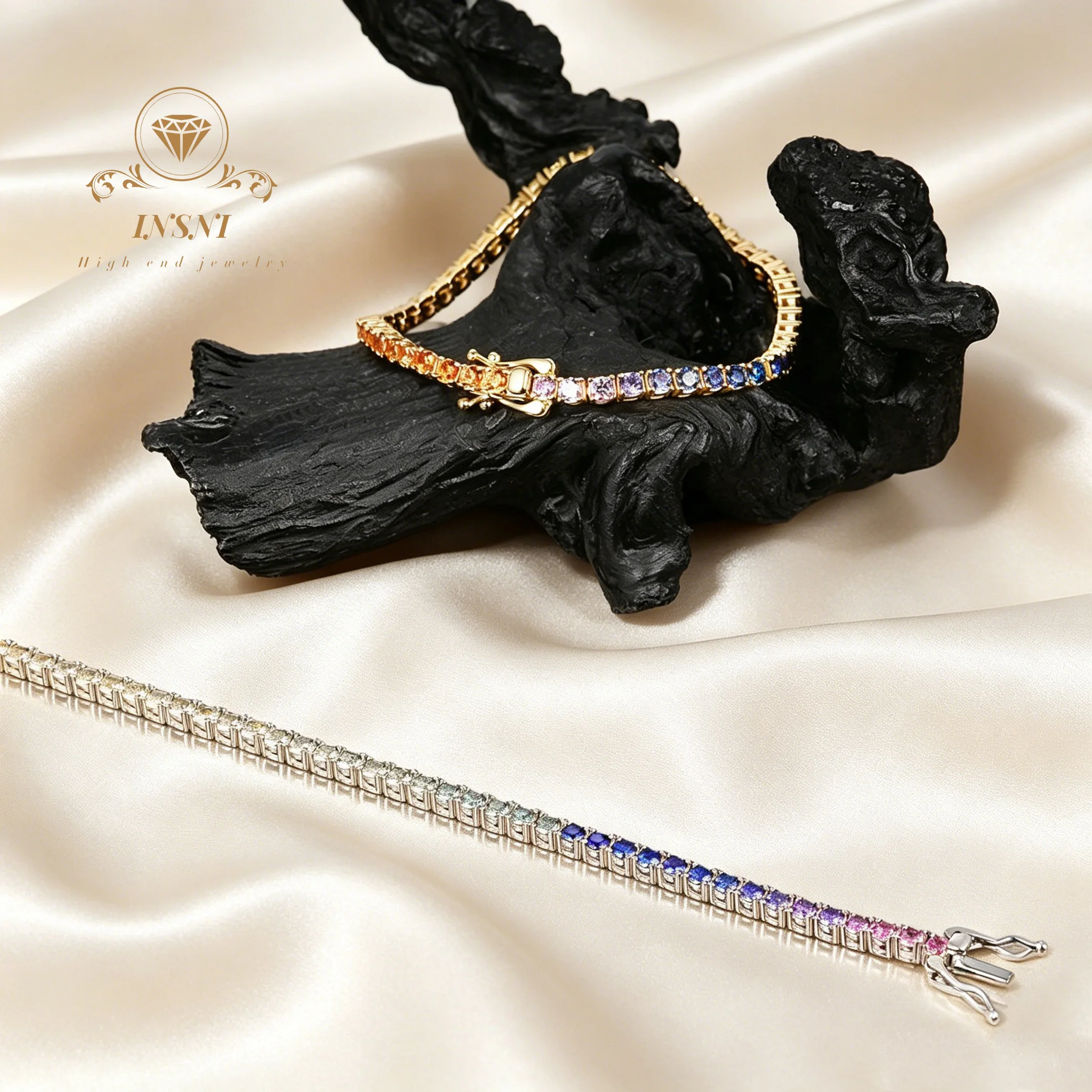 S925 Sterling Silver Dopamine Color Cultivation Pink Sapphire Jewelry Bracelet Tennis Chain Affordable Light Luxury Commuter