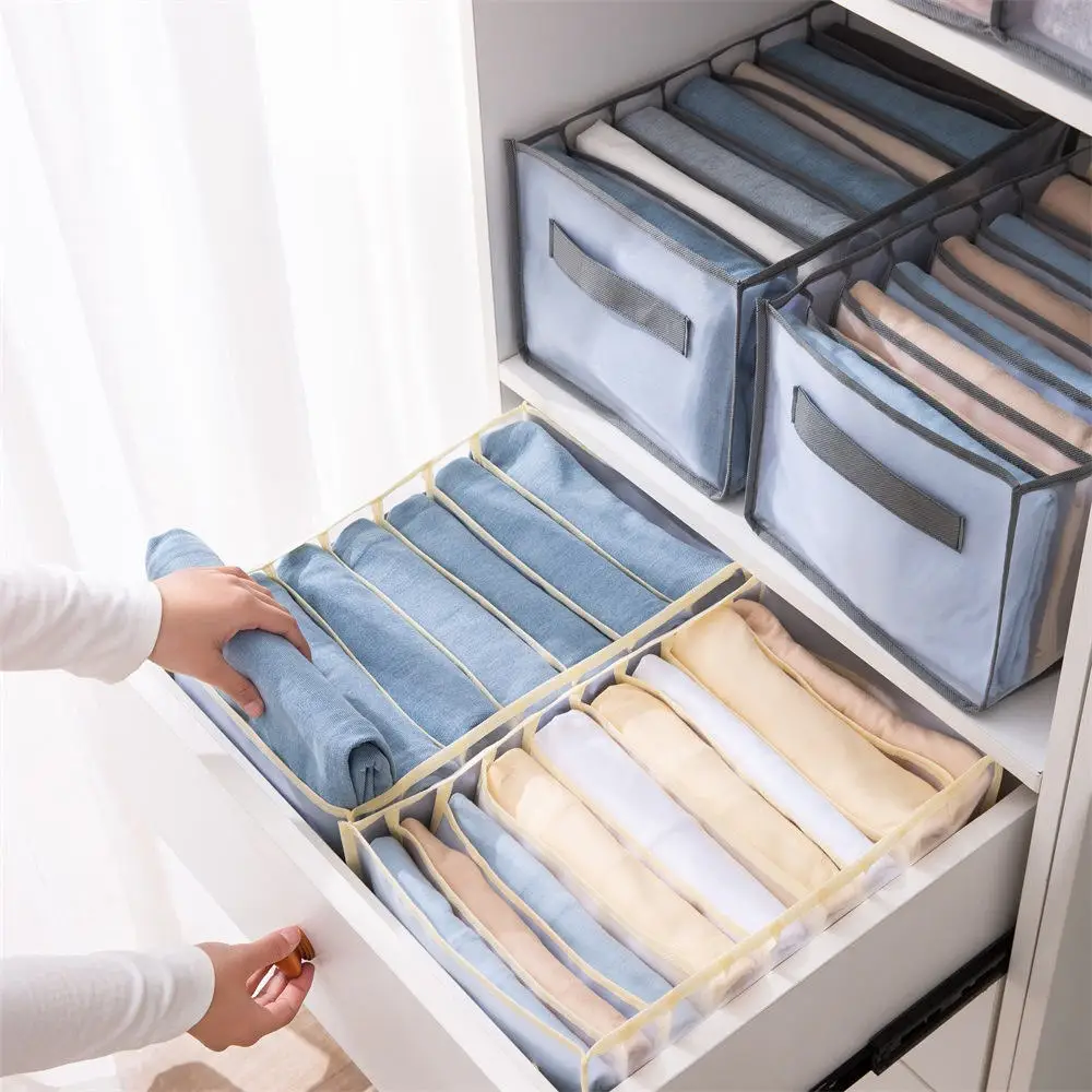 Clothes Organizer Jeans Pants Storage Box Wardrobe Drawer Organizer For Underwear Bra Ties T-Shirt Socks Organization System