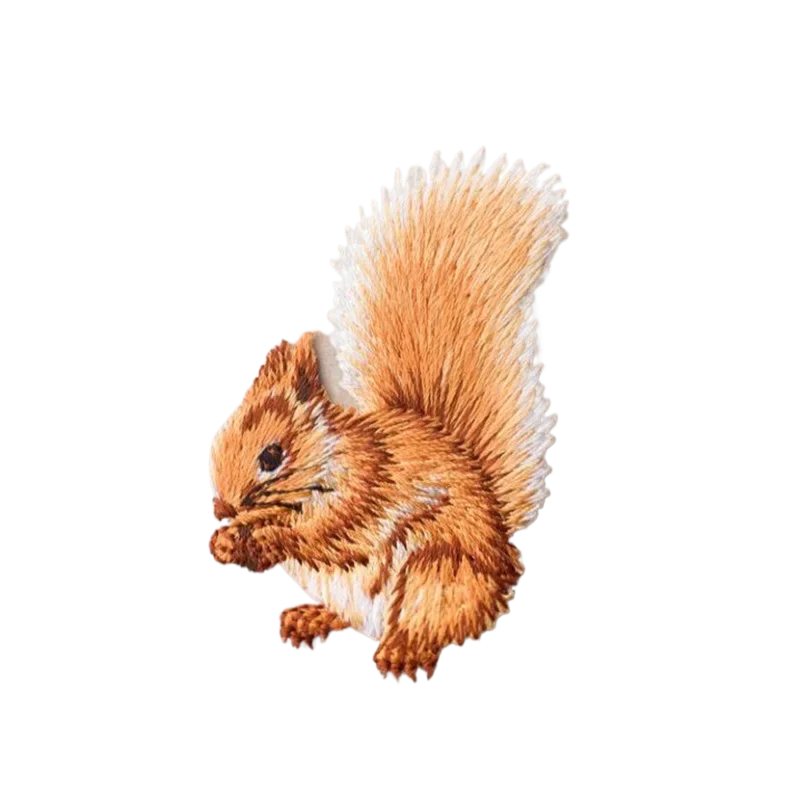 1PCS Squirrel Embroidered Patch Iron on Applique Cute Patches Shirt Bag Jeans Badges for Kids Clothing Patch