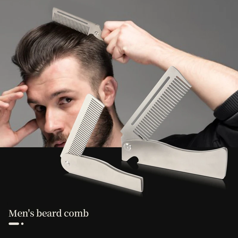 1PCS แบบพกพา Beard Combs แบบพกพาพับหวีสําหรับชายน้ํามันผมจัดแต่งทรงผมผลิตภัณฑ์หวีสําหรับชายหญิง