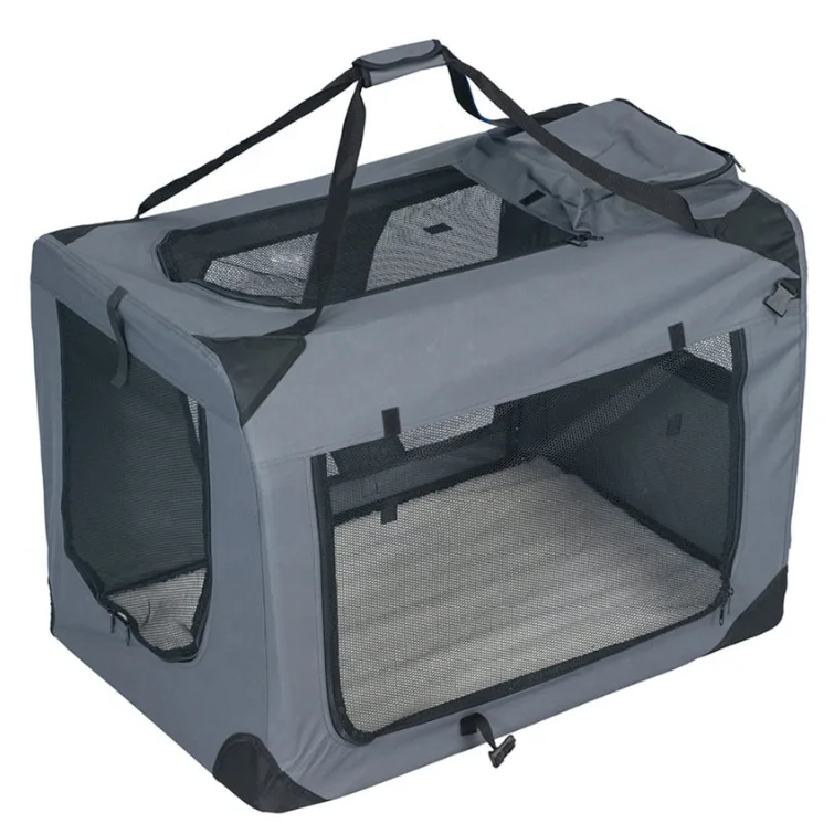 

Hot Sale Wholesale Collapsible 4-Door Foldable With Chew Proof Mesh Windows For Indoor And Outdoor Travel Soft Kennel