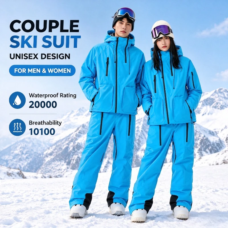 2026 New 3L Professional Ski Suit Women Men Windproof Waterproof Warm Breathable Ski Jacket Pants Set Snowboard Sports Skiwear