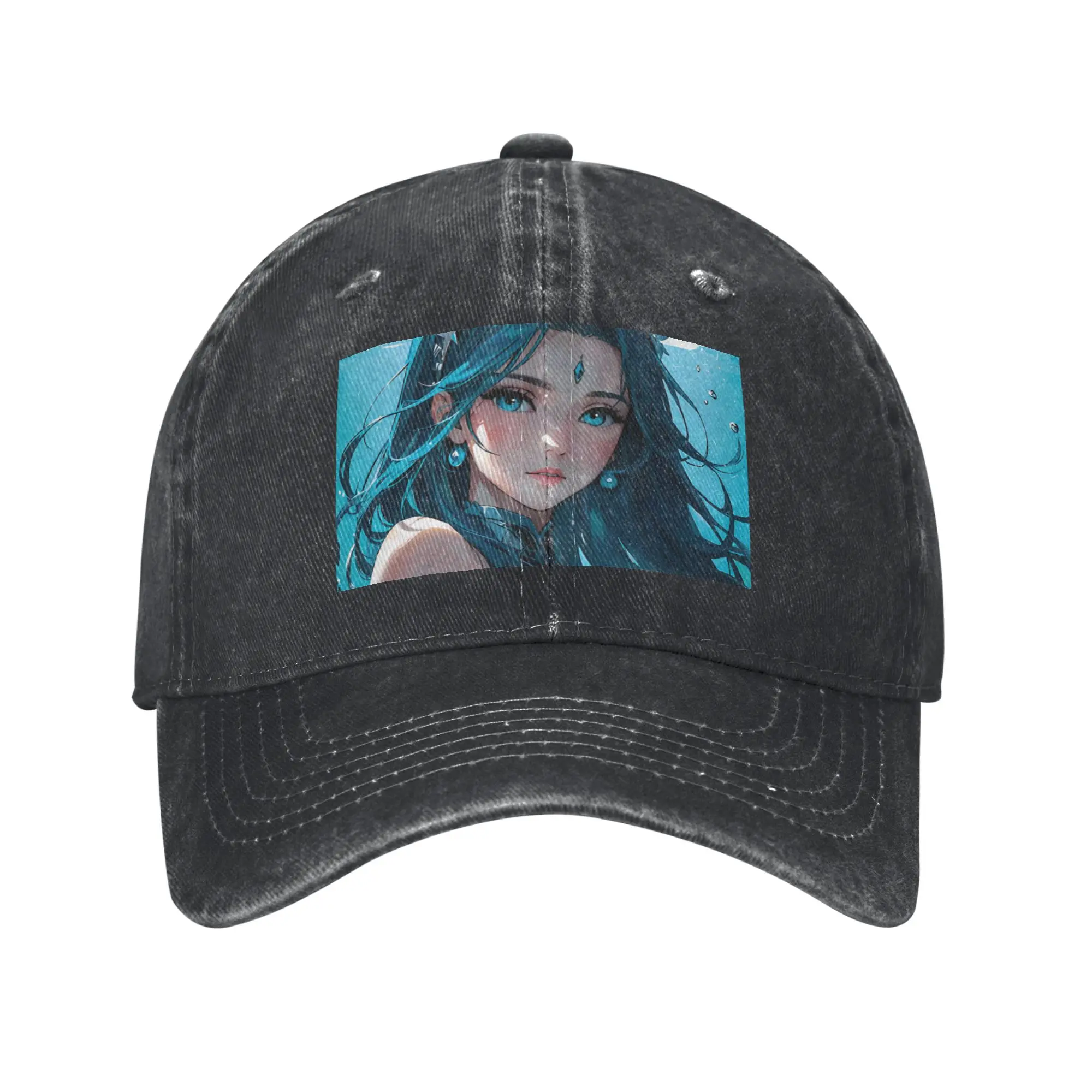 Blue Mermaid Splashing in the Waters Fashion Baseball Cap  Outdoor Men's Summer Cap  Picnic Men's Summer Cap