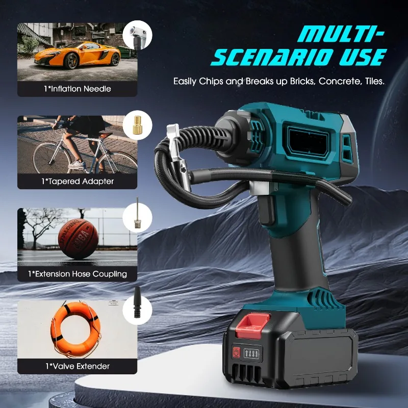 Portable Handheld Air Pump with Digital Pressure Gauge for Makita/Milwaukee 18V Li-ion Batteries Cordless Tyre Inflator for Cars