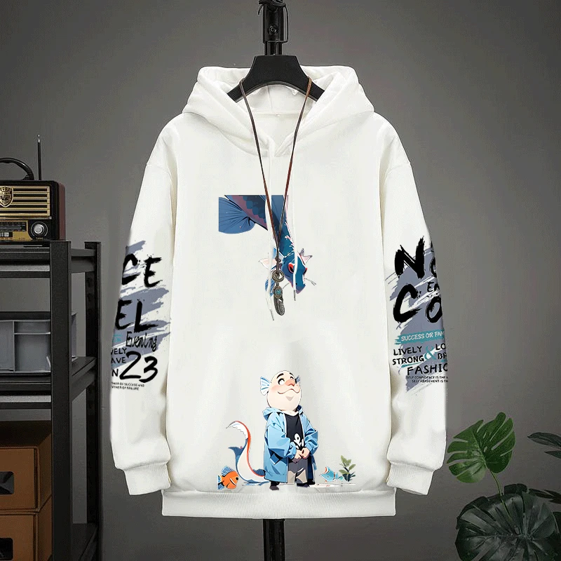 

Новая зимняя свободная толстовка с креативным принтом, повседневный лонгслив для подростков и мужчин, на каждый день, из полиэстера.