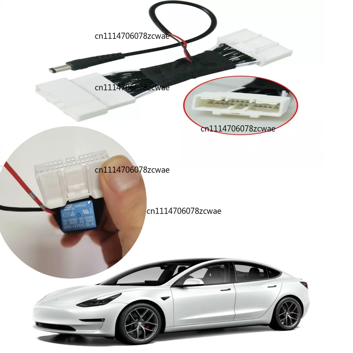 12V Power Adapter for Model 3/Y 21-23 Ambient Light Speaker ACC Off When Door Closes