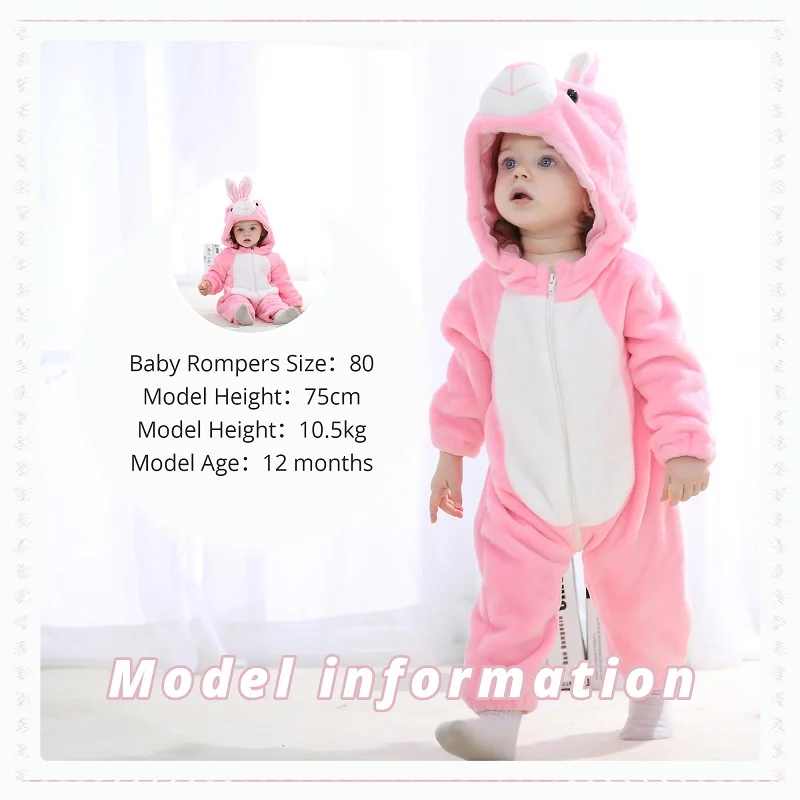 MICHLEY Cute Winter Rompers For Baby Boy Halloween Clothes Costume Jumpsuit Cartoon Warm Soft Bodysuits Overall Bebe 2-36 Months