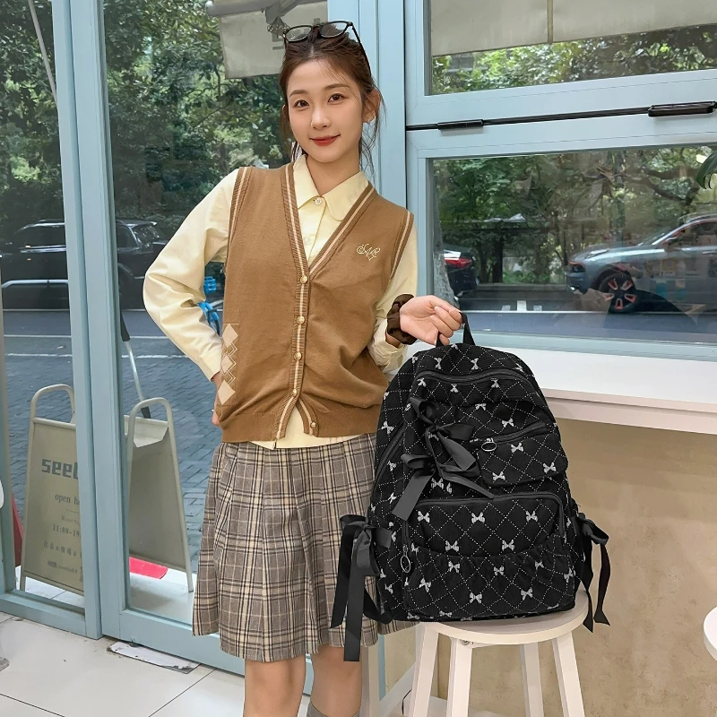 حقيبة ظهر سروال قصير لطيفة للأزياء القوس حقيبة مدرسية للطلاب السفر حقيبة كمبيوتر محمول مريحة ومتعددة الاستخدامات حقيبة المدرب