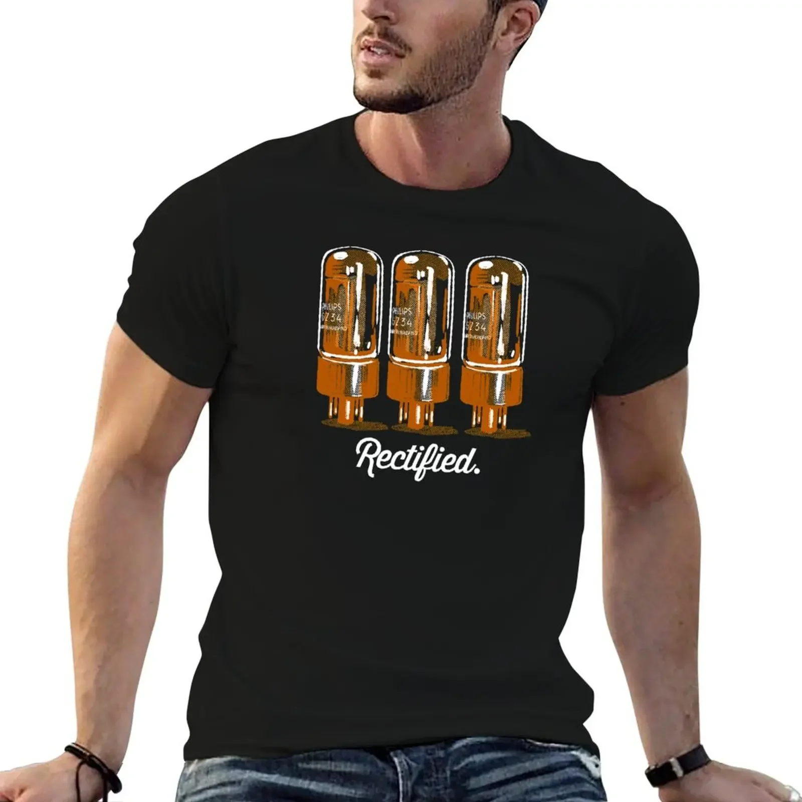 Glowing amplifier vacuum tubes in vintage style T-Shirt rapper graphic tees blanks quick drying shirts graphic tee men