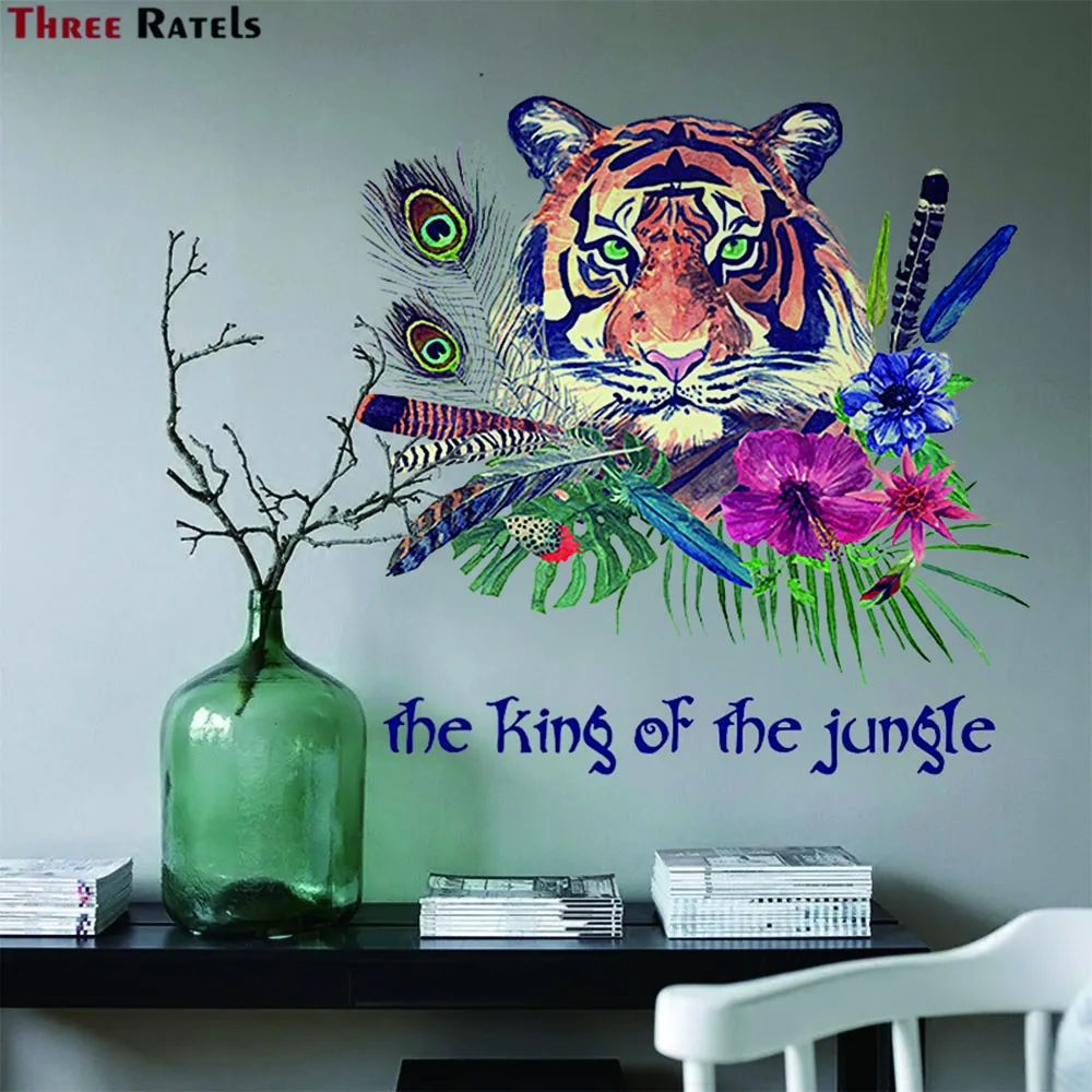 Three Ratels WF35 Creative Tiger Head Wall Decor King Of The Jungle Self-adhesive Bedroom Living Home Decor Wall Sticker