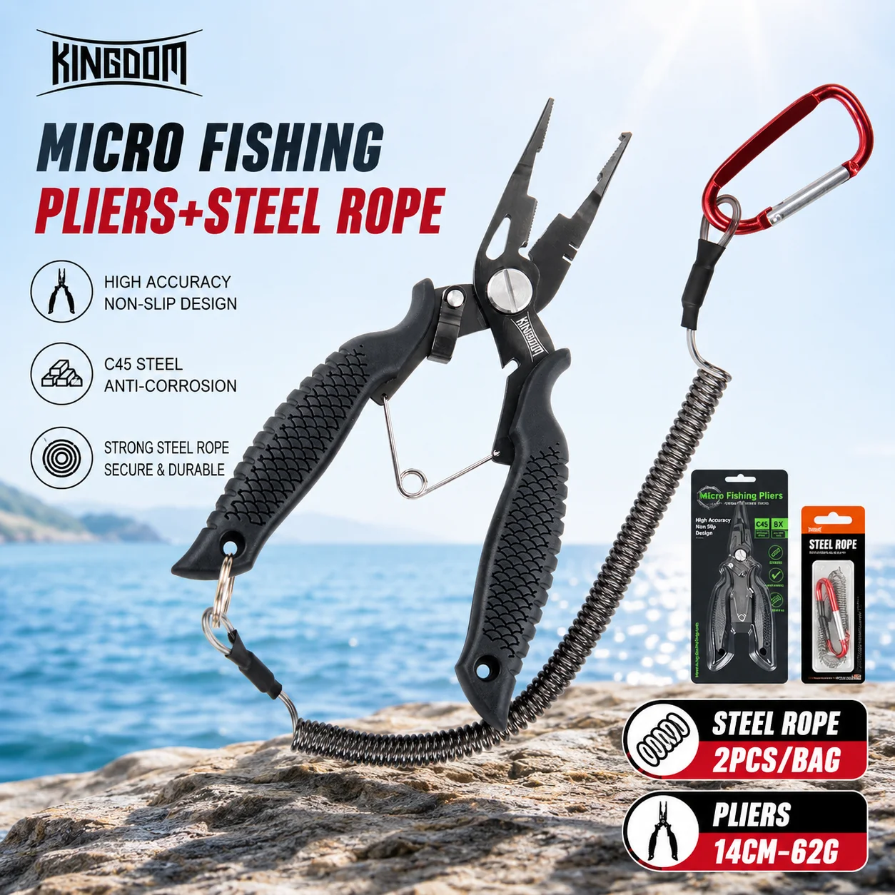 Kingdom Fishing Tool Multi - Function Pliers Rope Thrower Stainless Safe Portable Waterproof Outdoor Fishing Equipment Accessori
