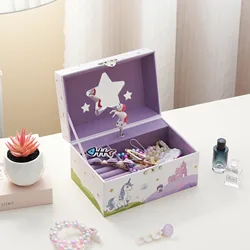 Music Box Cartoon Dancing Musical Box Kids Earring Jewelry Storage Case Children Musical  Ornaments Christmas Birthday gift