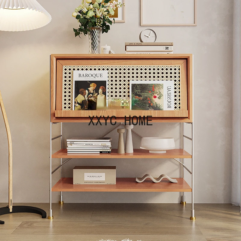 

Nordic Solid Wood Bookcase Magazine Cabinet Living Room Sofa Simple Display Cabinet Storage Cabinet Storage Locker