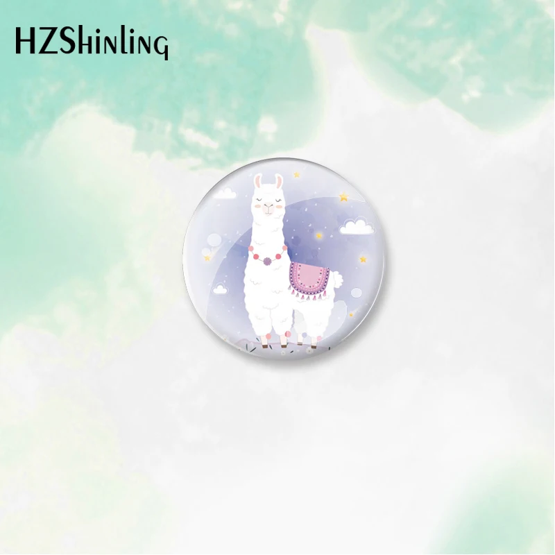 2023 Cartoon Animal Alpaca Llama Pattern round Button Badge Brooch For Clothes Backpack Decoration Pin Jewelry