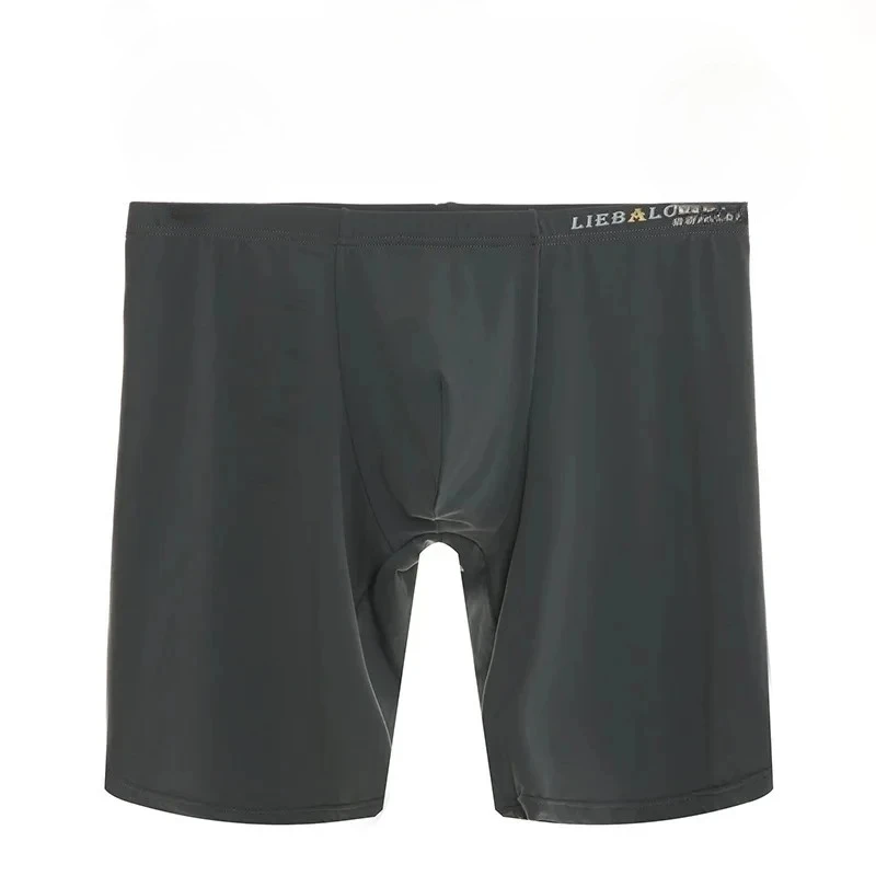Men Trunk Long Leg Boxershorts Pouch Underwear Ice Silk Breathable Panties Wear-Resistant Boxer Shorts Sports Fitness Underpants