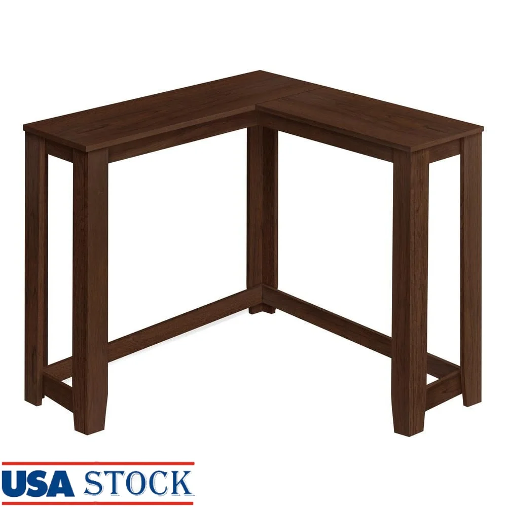 

Cherry Corner Console Table Two Tier Design Entryway Accent Table Space Saving Hallway Furniture