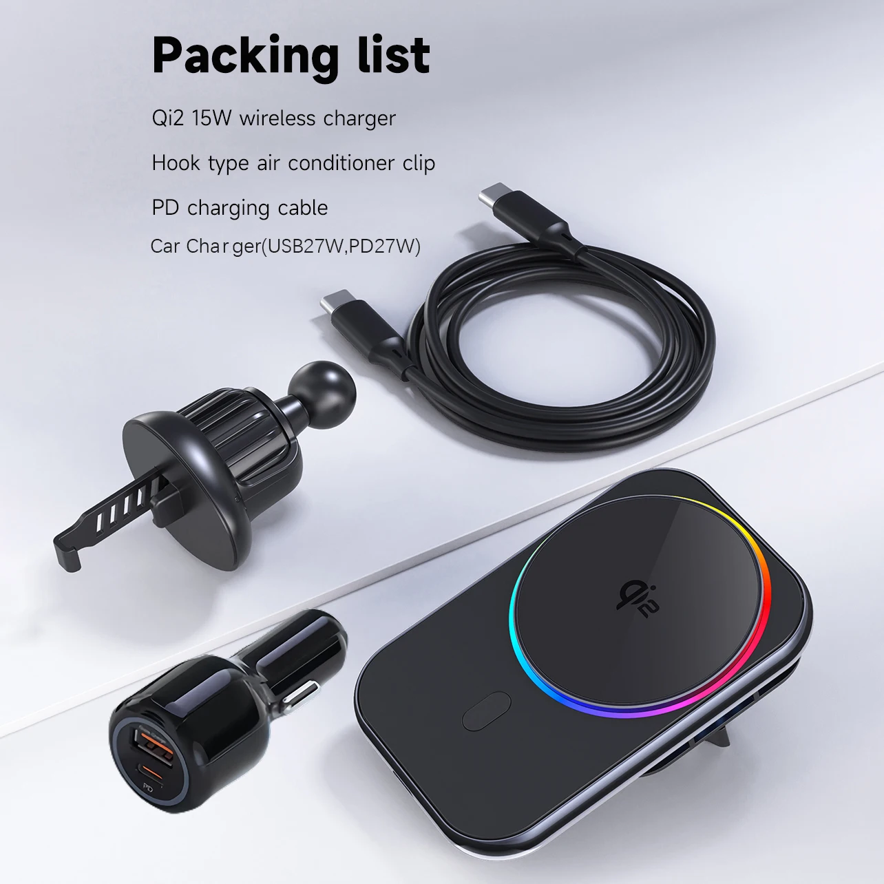 QI2 15 واط حامل هاتف السيارة المغناطيسي برودة أشباه الموصلات شاحن لاسلكي حامل آيفون 16 15 14 13 12 برو Magsafe شاحن سيارة