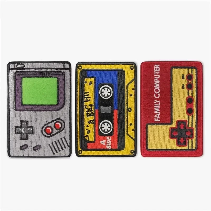 GAMEBOY Retro Memory Badges Hook and Loop Embroidery Patches for Clothes Nostalgic Tactical Backpack Patch Stickers