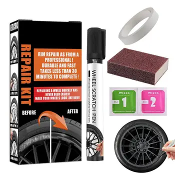 Wheel Rim Repair Kit Black Automobile Alloy Wheel Rims Scratch Remover Pen Wheel Restoration Supplies Car Alloy Wheel Repair