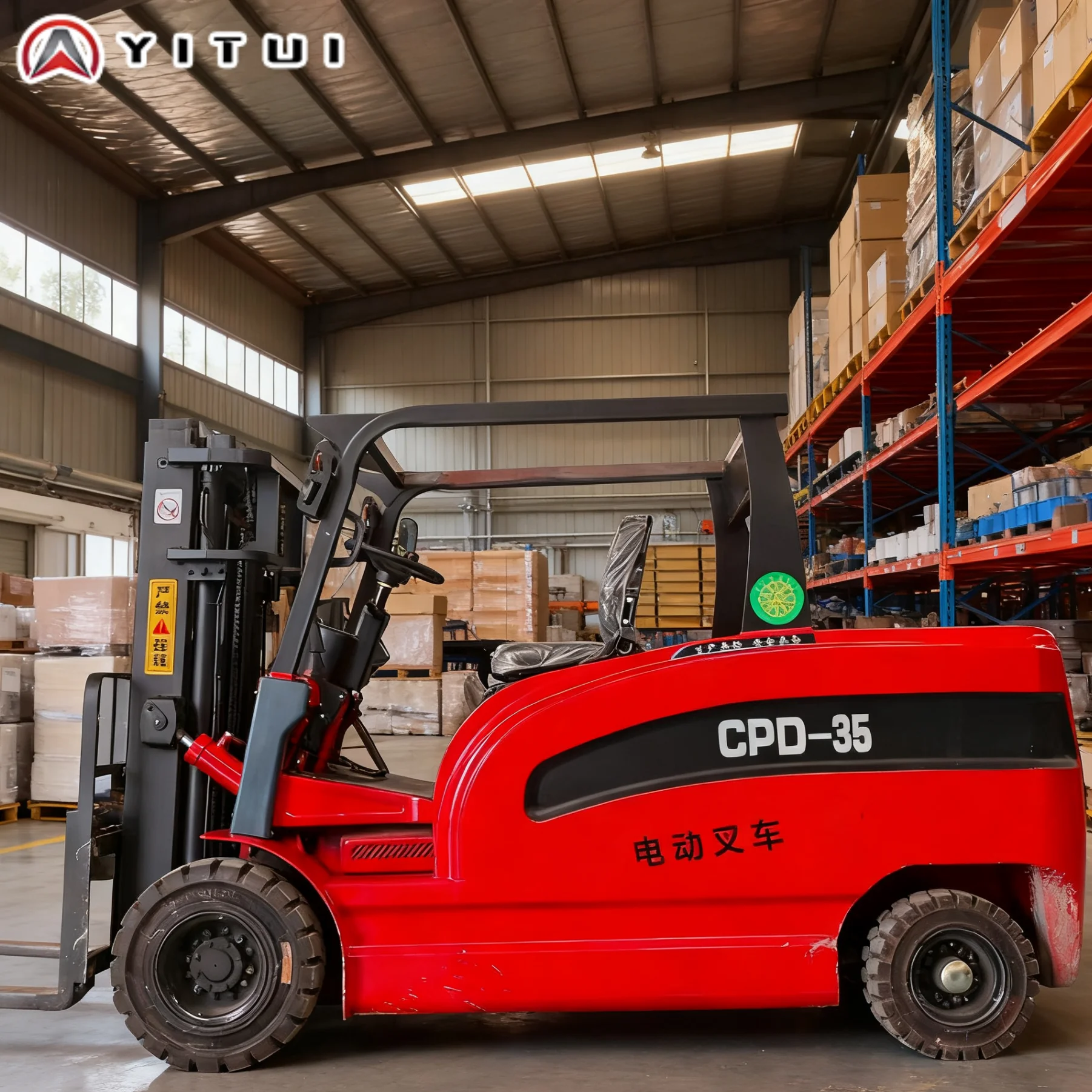 Carretilla elevadora eléctrica, camión de elevación Industrial de 3,5 toneladas de capacidad, equipo de almacén de ahorro de energía de alta eficiencia personalizado