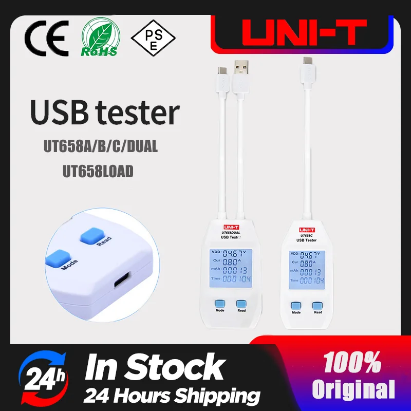 UNI-T Tester USB Tester di capacità USB serie UT658 tensione/corrente/capacità/energia/resistenza Test interfaccia di tipo C di tipo A