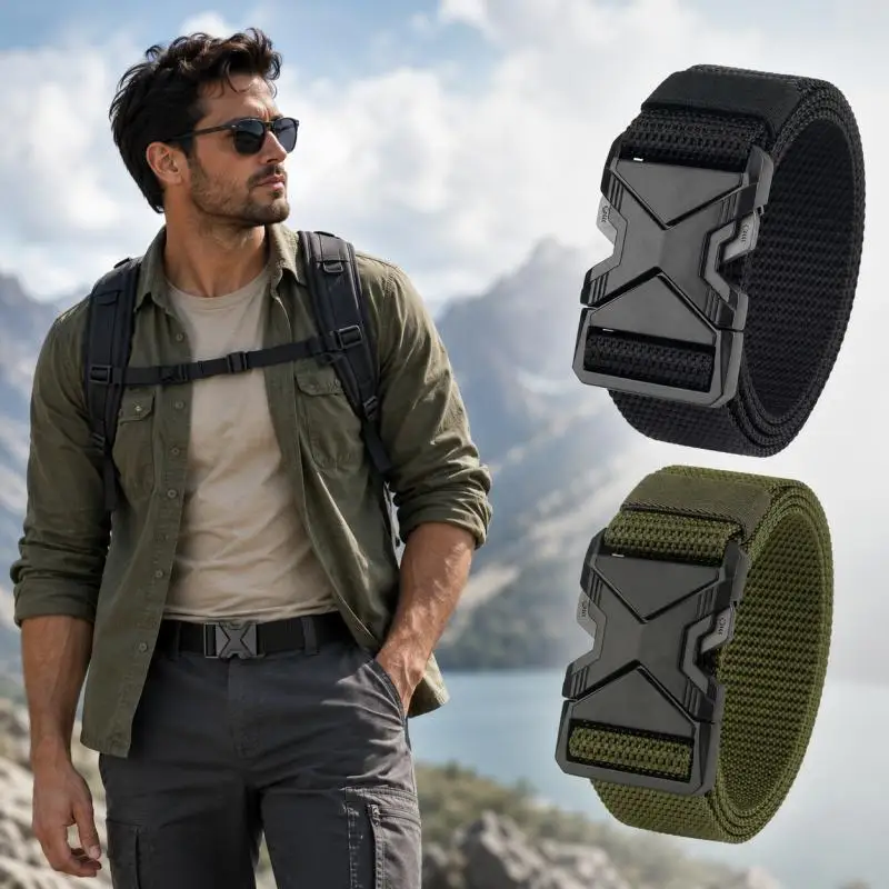 Men's Tactical Belt Braided Outdoor Training Military Belt Canva Casual Mountainee Trouser Pants Jeans Buckle Waist Belt