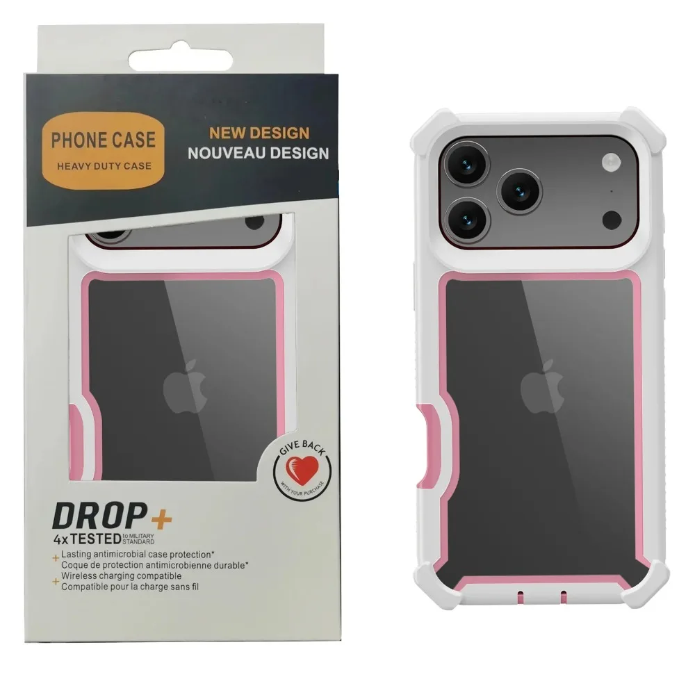 With Box Transparent Rugged Armor Case For iPhone 17 Air 16E 15 14 Plus 13 12 Pro Max Soft TPU Frame Hybrid Bumper Protect Cover