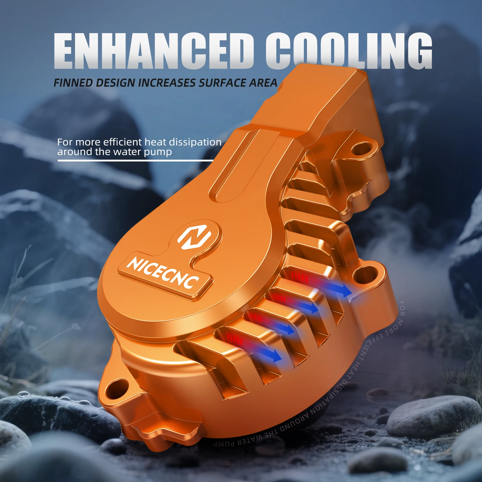 Finned Water Pump Cover for KTM 690 Enduro R 690 SMC R Husqvarna 701 Supermoto 701 Enduro GasGas 700 ES 700 SM SMC 690 Duke view 5