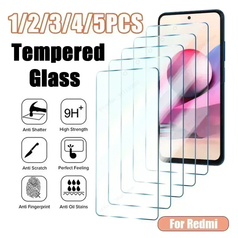 1/2/3/4/5PCS Tempered Glass For Redmi Note 12 11 Pro Plus 5G 10 Pro 9 8 7 11S 10S 9S Screen Protector for Redmi 12C 10C 9A 9C 9T