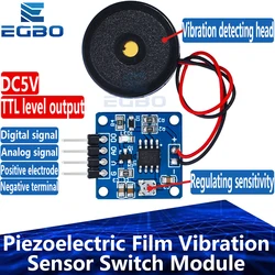 EGBO 5V folia piezoelektryczna czujnik wibracji moduł przełączający poziom wyjściowy TTL dla Arduino