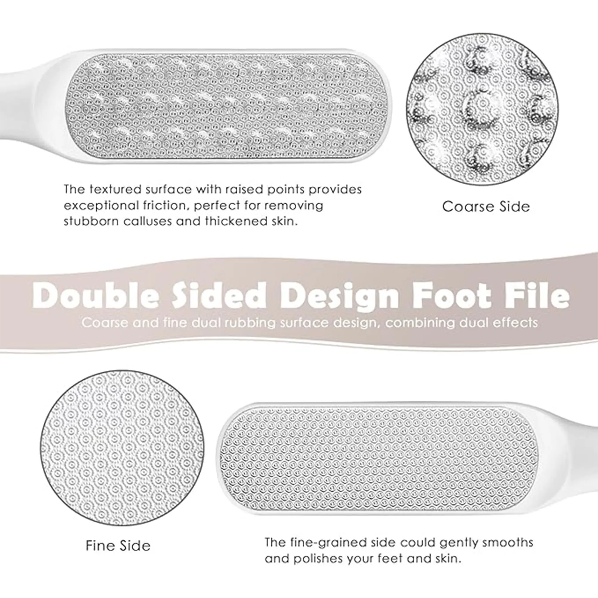 ステンレス鋼フットファイル両面フットやすりカルスリムーバープロフェッショナルペディキュアスクラバー角質リムーバーヒールスクレーパー
