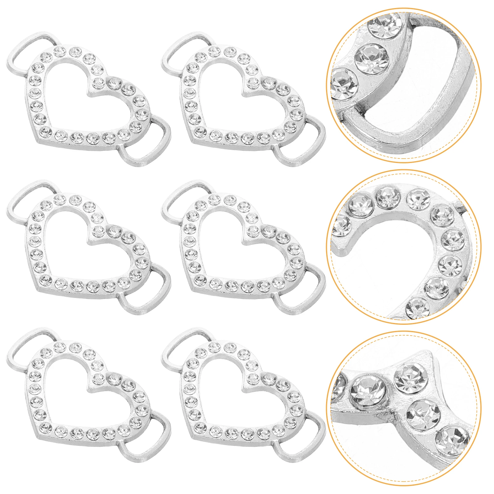 

10pcs Heart Shaped Rhinestone Buckles Metal Slider Decorative Wedding Craft Garment Accessories For Clothing Shoes Headwear