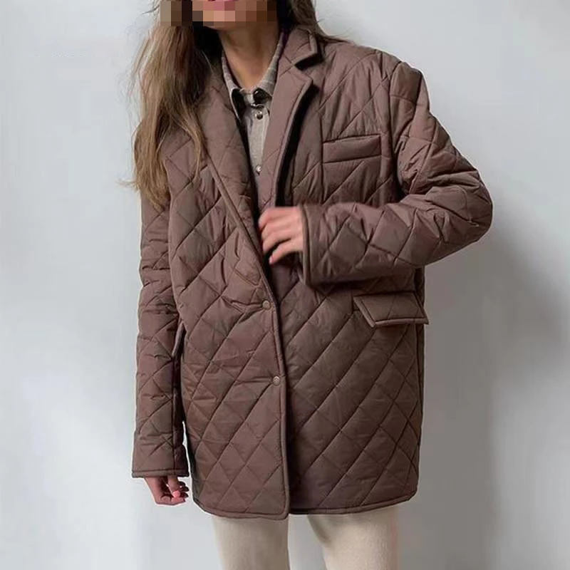 

Woman's Jacket Straight Rhombus Solid Parkas 2023 Casual Sashes Windproof Warm Thick Coat winter Casual Female Outwear