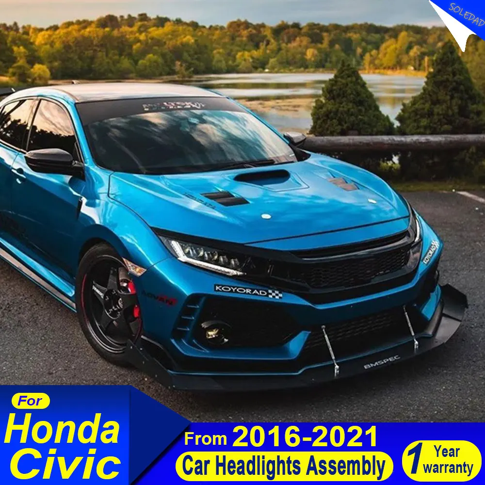 

Car LED Headlight For HONDA Civic 2016-2021 Fog DRL Brake Turn Signal Lamp headlights Assembly Plug and Play Assemblies