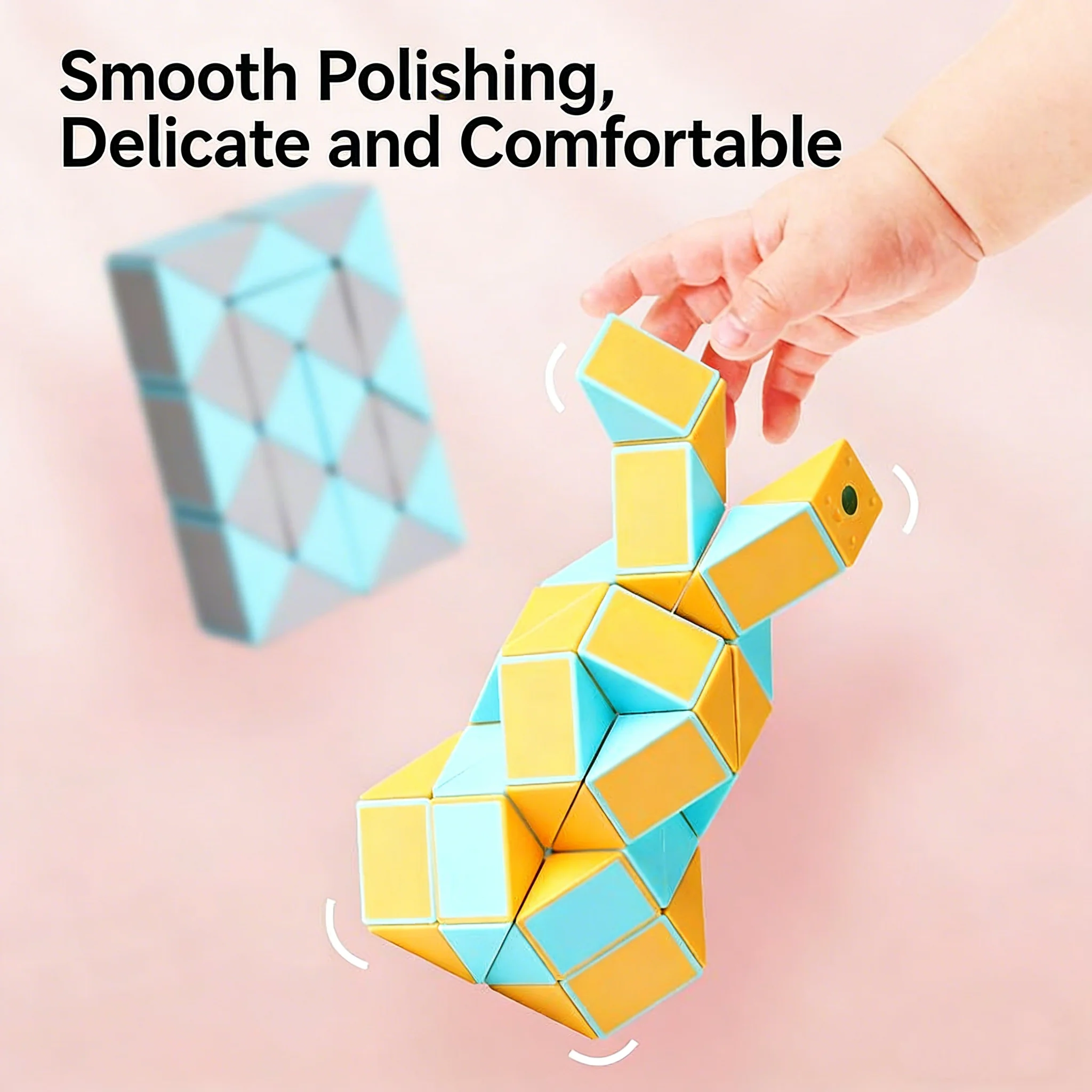 SENGSO مسطرة سحرية مجوفة 24/36/48/60/72 قطاعات كتل مكعب الأفعى السحري لعبة تململ للأطفال مكعب ألغاز ممتع ومسلي