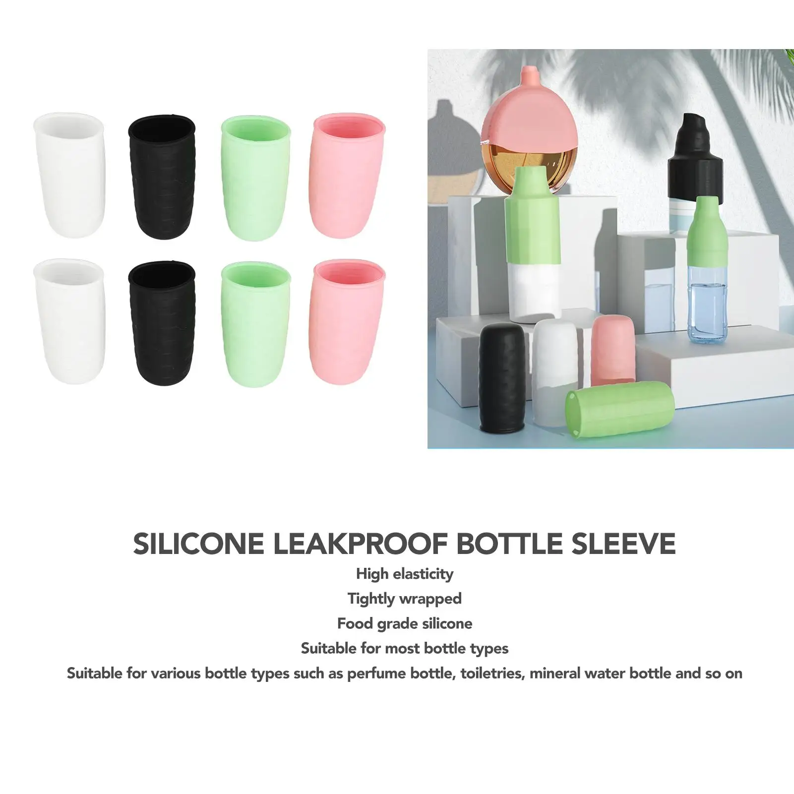 Tampa reusável portátil do silicone para o perfume e o champô, cor flexível, brilhante, toiletry do curso