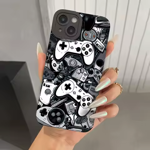 For Samsung S24 Ultra Case Black Game Console Design Phone Cases for Galaxy S23 S22 Plus S21FE A15 A35 A55 A14 A34 A32 A52 Cover