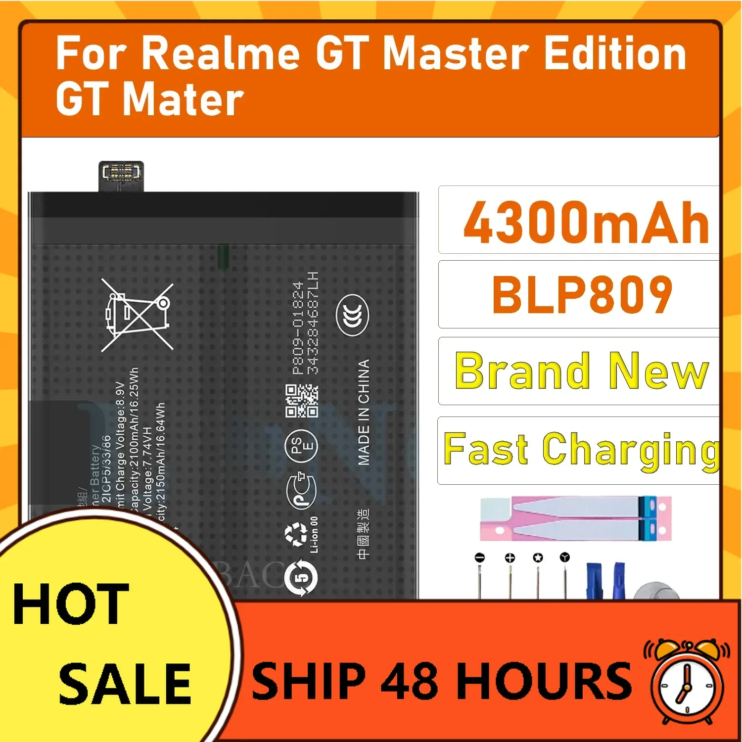 1x 4300mAh BLP809 Phone Battery For OPPO Realme GT Master Edition+FREE TOOLS